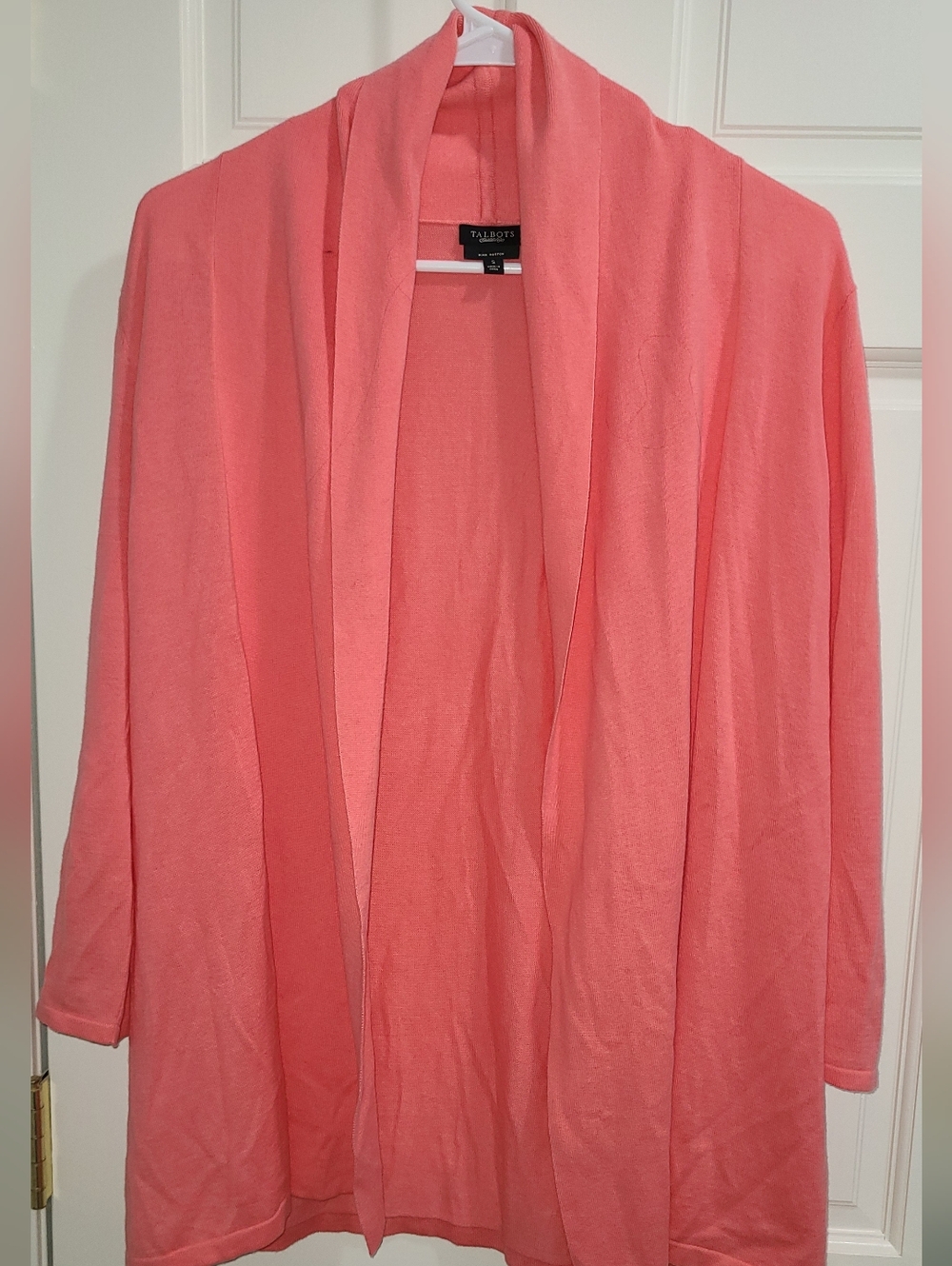 Talbots Coral Pink Open Cardigan